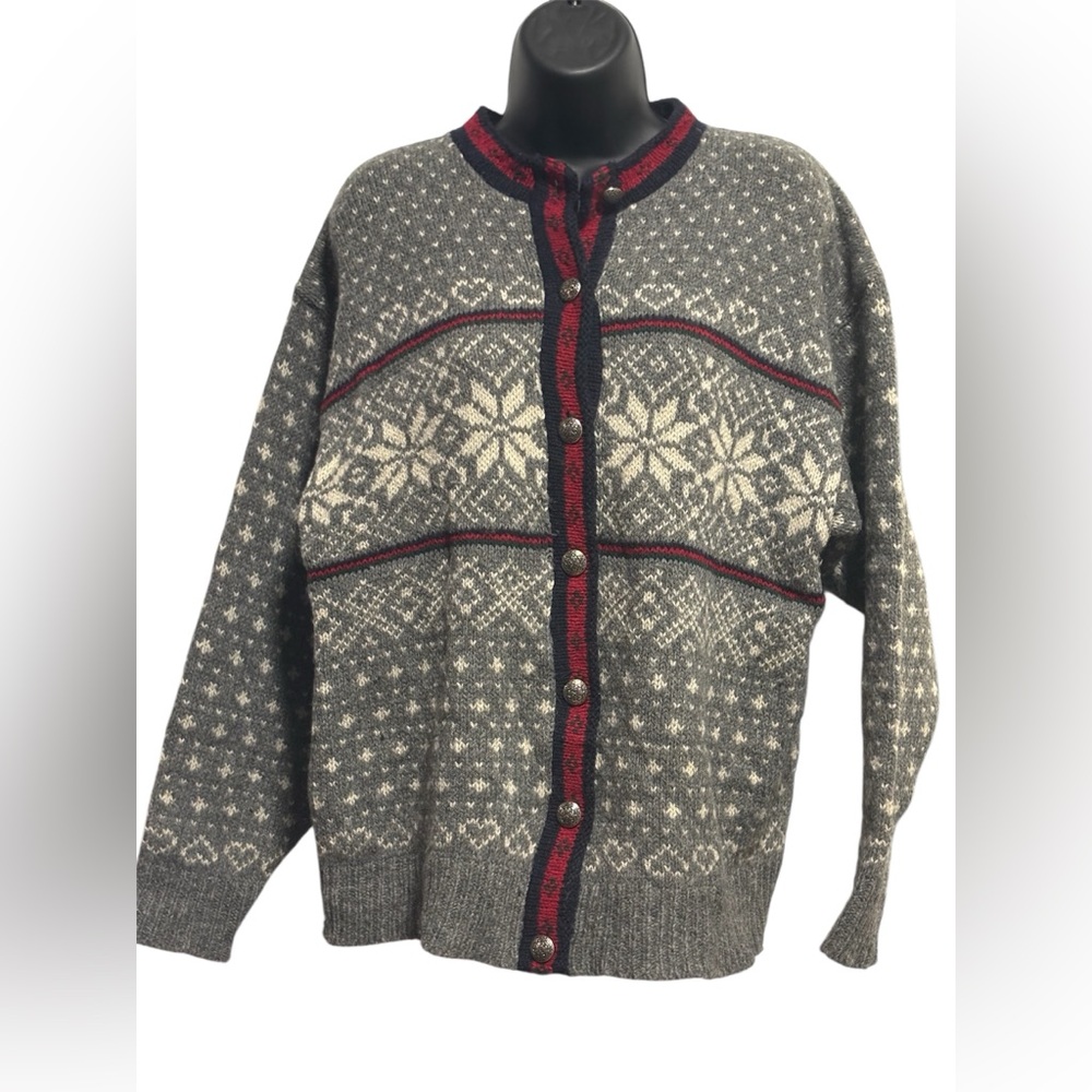 L.L. Bean Gray and White Knit Sweater